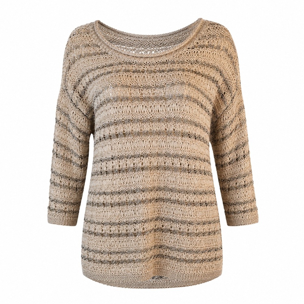 Lucky Brand Sweater Women XS Cream Silver Metallic Open Knit New 7W50994